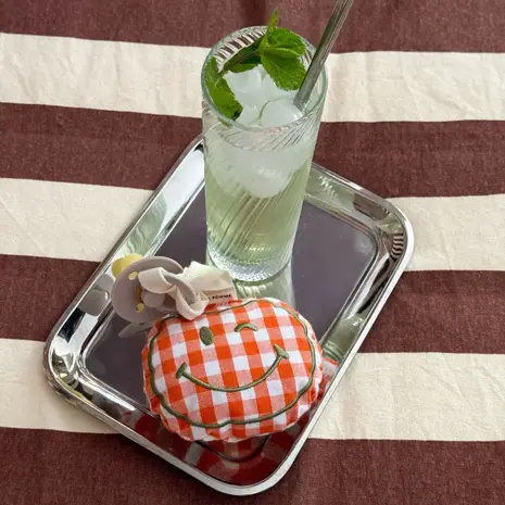 Atelier Pomme Atelier Pomme | Pacifier Cloth | Pomme | Checked Oopsie Orange