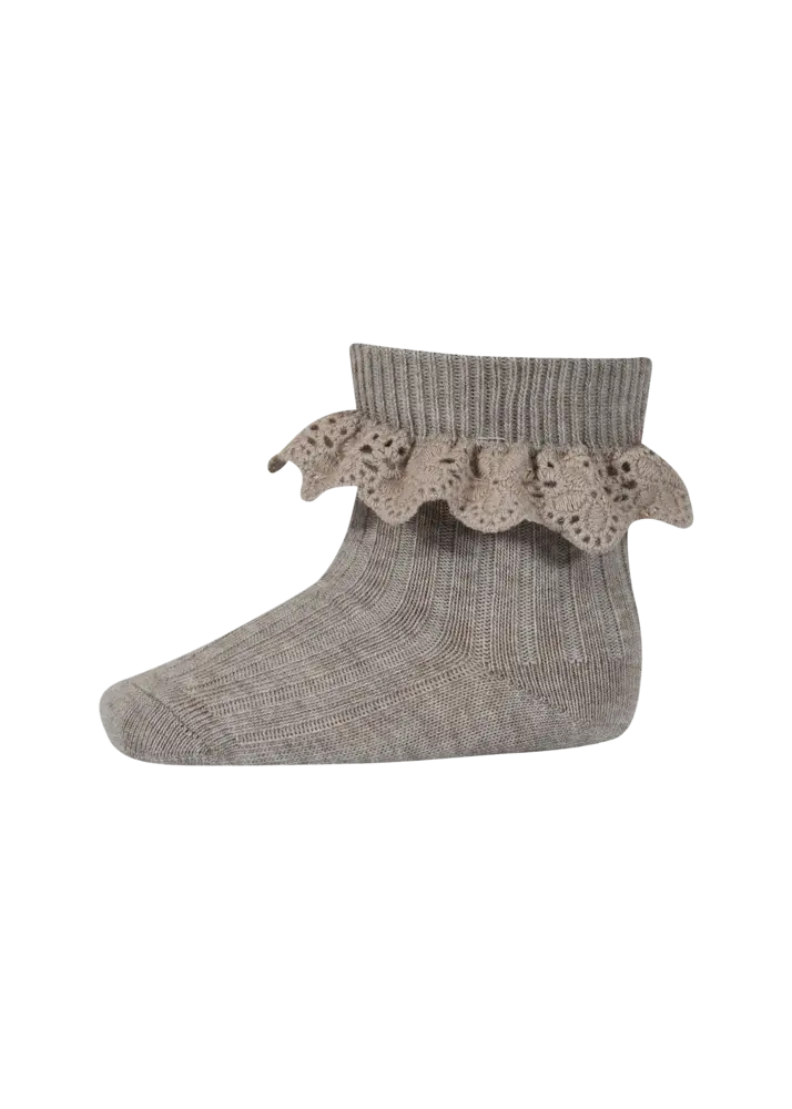 MP Denmark MP Denmark | Lea socks - lace | Light Brown Melange