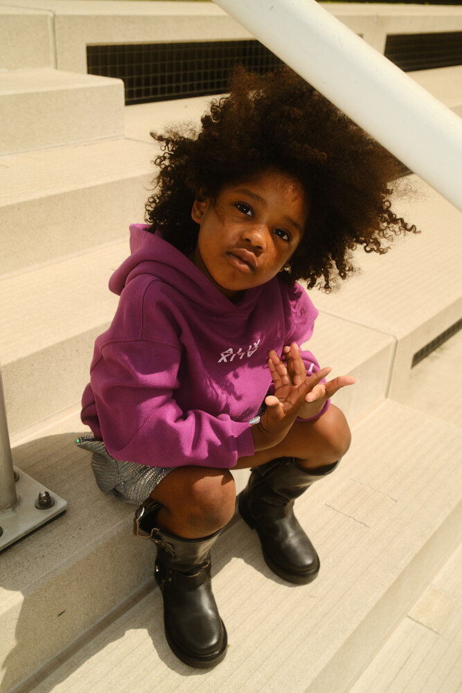 ALIX The Label ALIX The Label | Kids Knitted Logo Hoody | Purple Magic