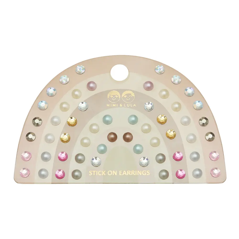 Mimi & Lula Mimi & Lula | Pink Gem & Pearl Stick On Earrings