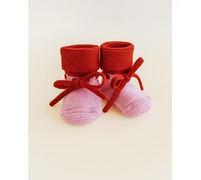Hvid Hvid | Booties 0-9M | Cotton candy/Red