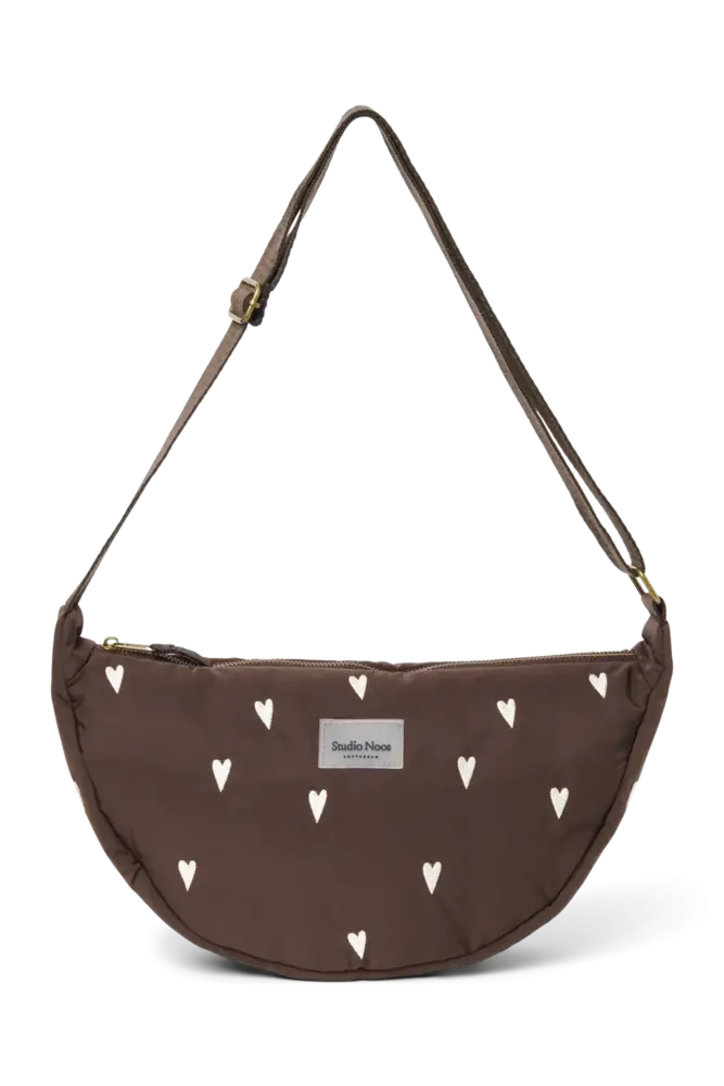Studio Noos Studio Noos | Puﬀy Adult Fanny Pack | Brown Hearts