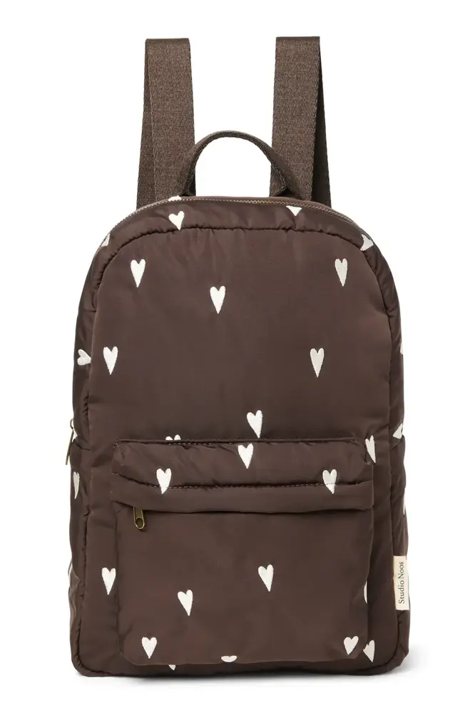 Studio Noos Studio Noos | Puﬀy Midi Backpack | Brown Hearts