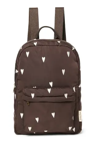Studio Noos Studio Noos | Puﬀy Midi Backpack | Brown Hearts