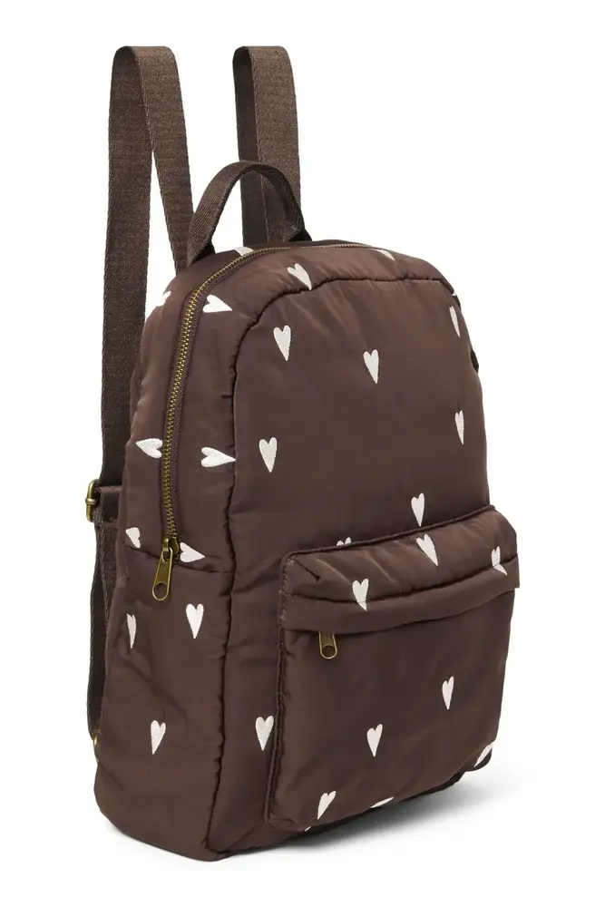 Studio Noos Studio Noos | Puﬀy Midi Backpack | Brown Hearts