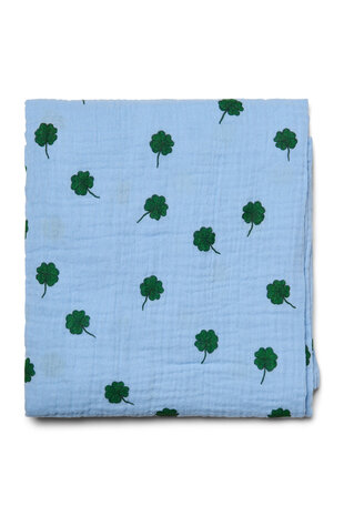 Studio Noos Studio Noos | Swaddle Print Large | Light Blue Clover