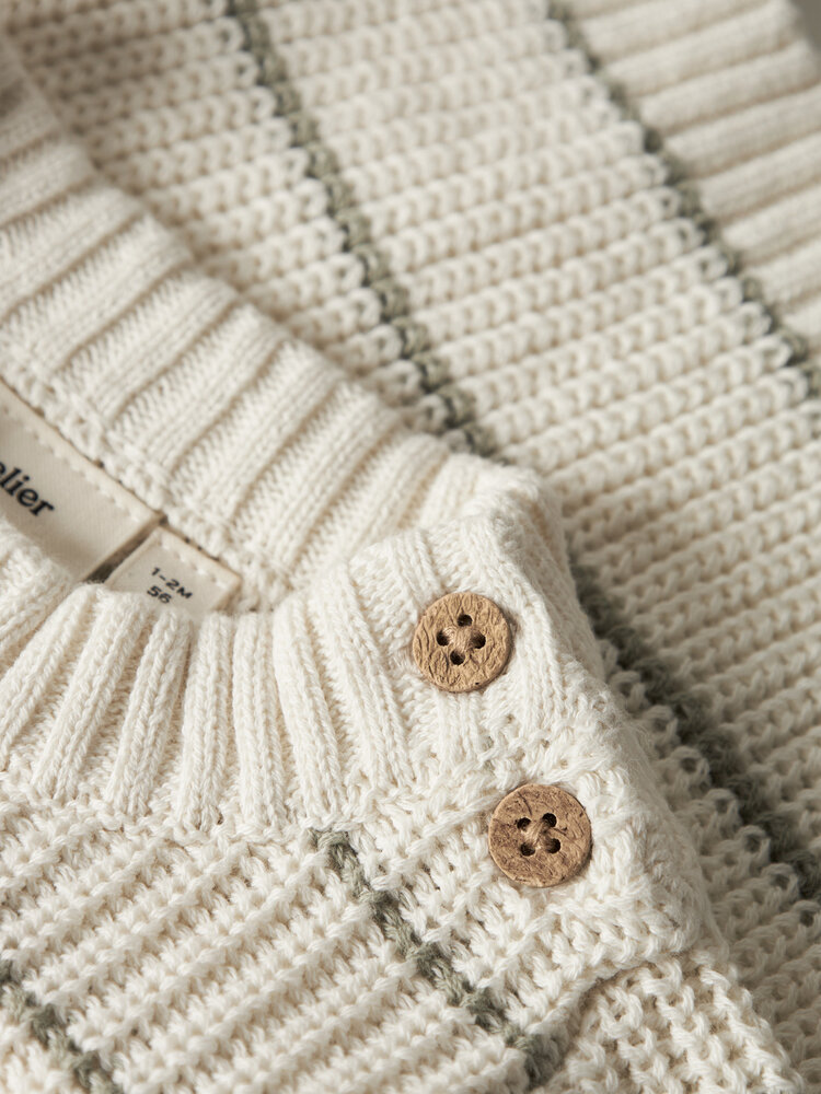 Lil ' Atelier Lil ' Atelier | NBMEMLEN LS KNIT STRIPE LIL | Coconut Milk STRIPE