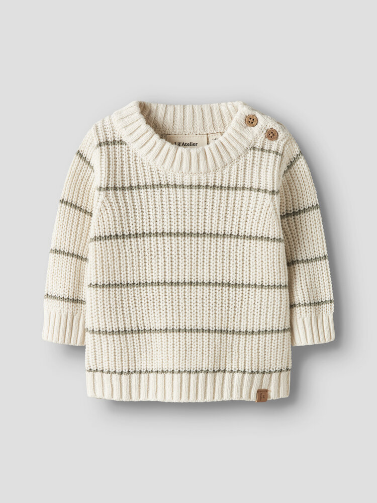 Lil ' Atelier Lil ' Atelier | NBMEMLEN LS KNIT STRIPE LIL | Coconut Milk STRIPE