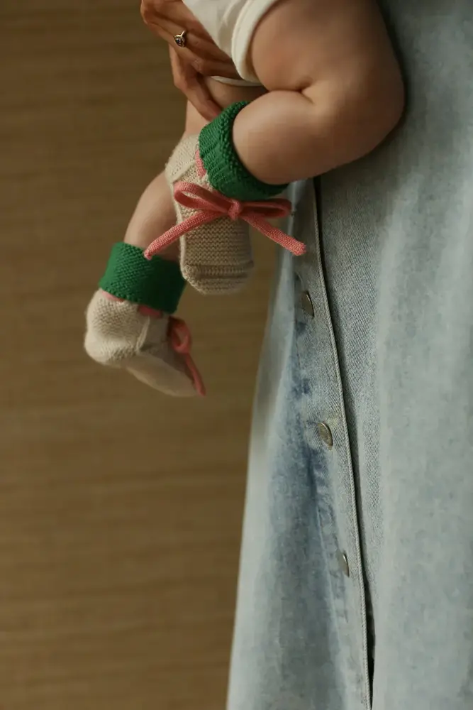 Hvid Hvid | Booties 0-9M | Cream/Grass