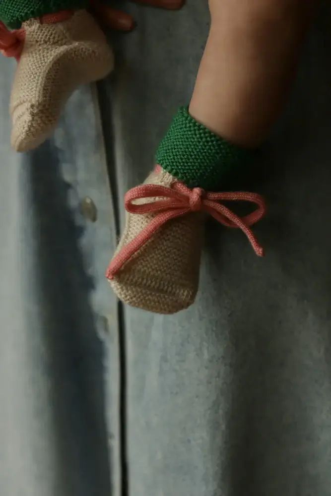 Hvid Hvid | Booties 0-9M | Cream/Grass