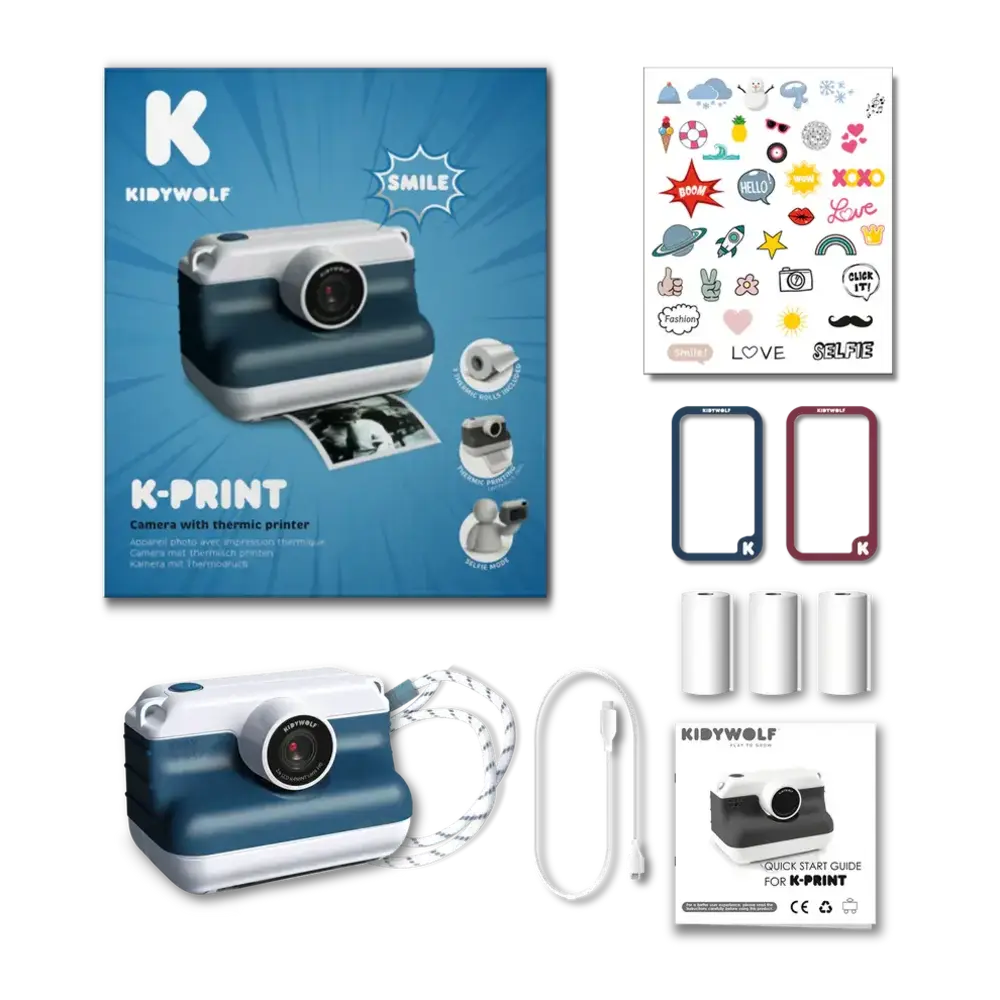 Kidywolf Kidywolf | K-PRINT | Camera met thermische printer | Blauw