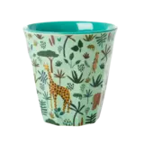 Rice Everyday Magic Rice | Melamine cup with Green All Over Jungle Animals print | Medium 250ml