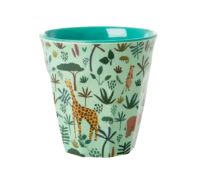 Rice Everyday Magic Rice | Melamine cup with Green All Over Jungle Animals print | Medium 250ml