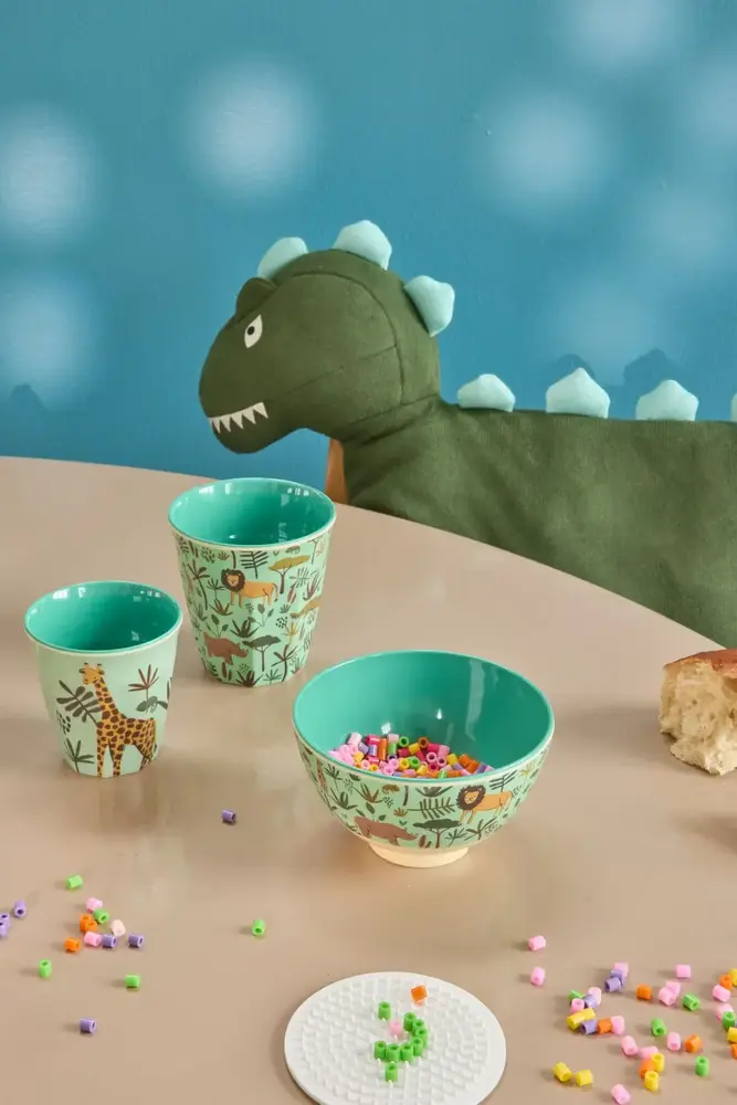 Rice Everyday Magic Rice | Melamine cup with Green All Over Jungle Animals print | Medium 250ml Rice Everyday Magic Rice | Melamine cup with Green All Over Jungle Animals print | Medium 250ml