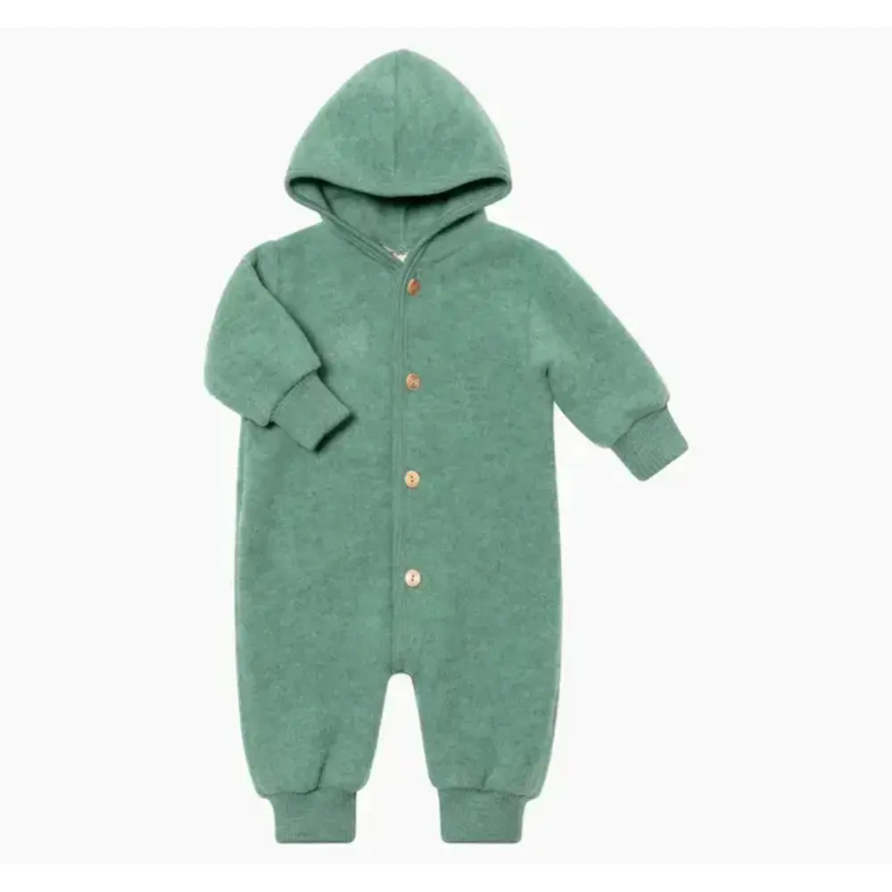 Engel Engel | Hooded overall with wooden buttons | Jade melange