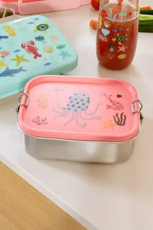 Rice Everyday Magic Rice | Small Stainless Steel Lunch box | Coral | Ocean Print