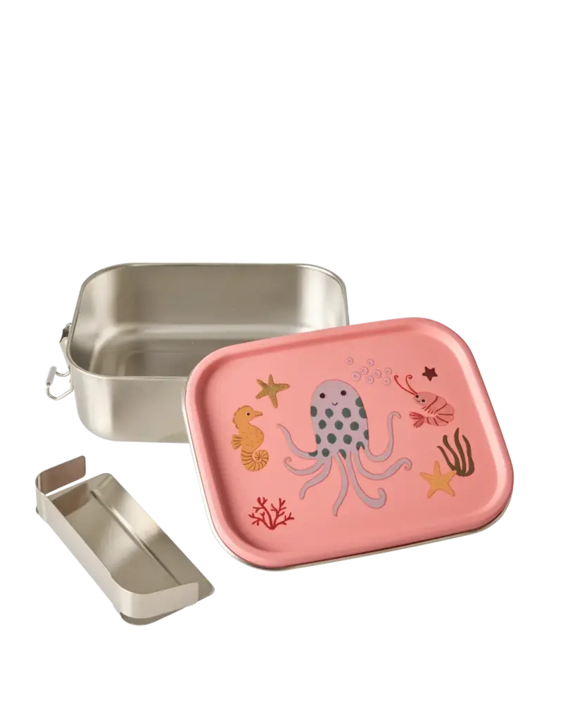 Rice Everyday Magic Rice | Small Stainless Steel Lunch box | Coral | Ocean Print