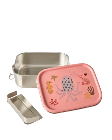 Rice Everyday Magic Rice | Small Stainless Steel Lunch box | Coral | Ocean Print