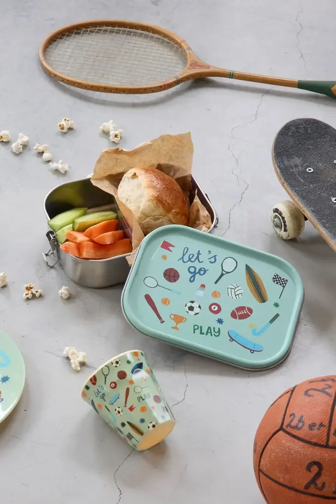 Rice Everyday Magic Rice | Large Stainless Steel Lunch box | Soft Green | Sports Print