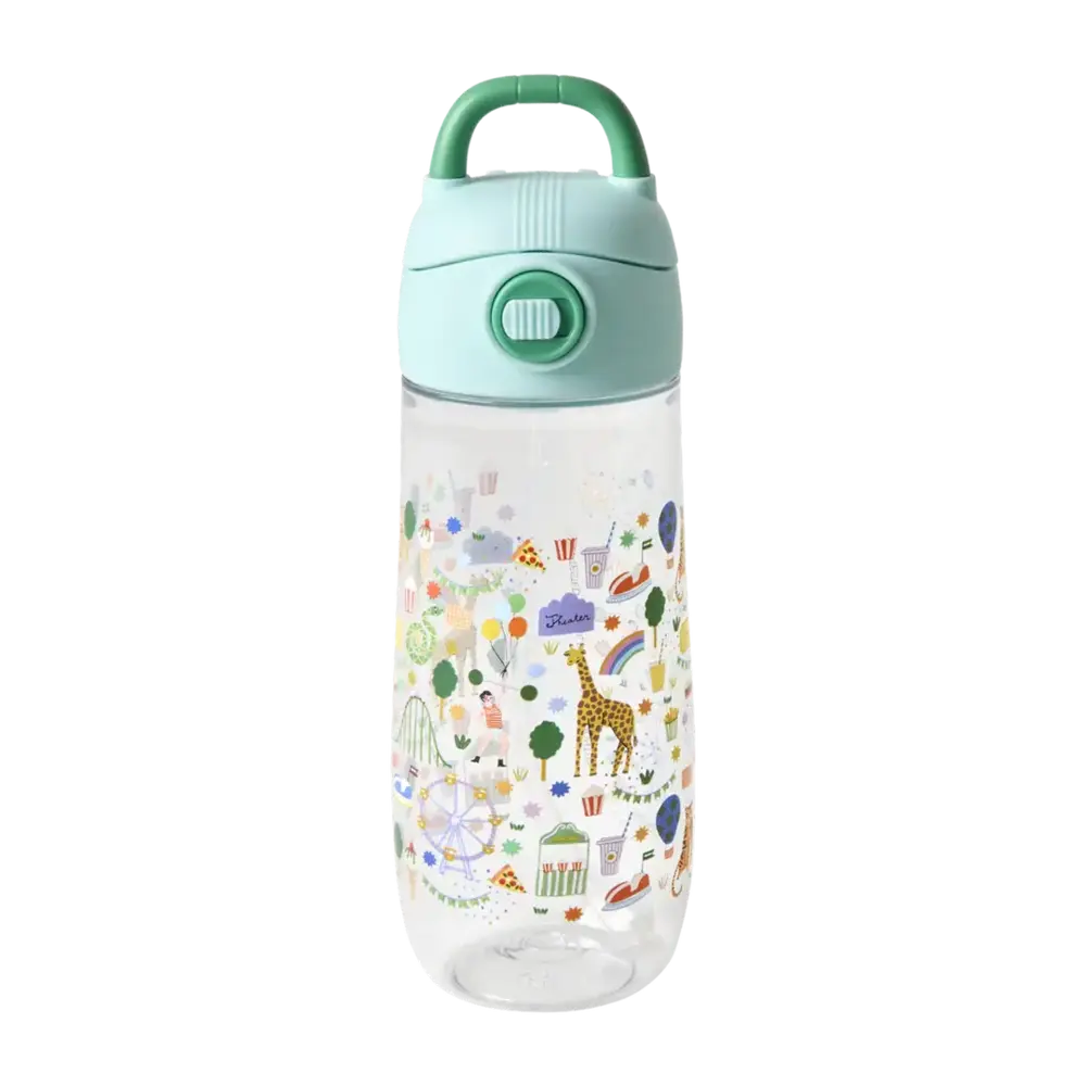 Rice Everyday Magic Rice | Plastic Kids Drinking Bottle | Mint Fun Fair Print | 550 ml