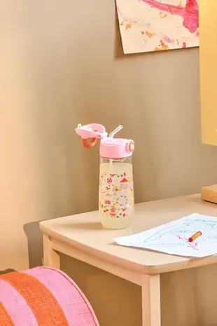 Rice Everyday Magic Rice | Plastic Kids Drinking Bottle | Pink Fun Fair Print | 550 ml