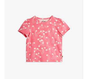 Mini Rodini Mini Rodini | Starfall Aop Puff Sleeve Ss Top | Pink