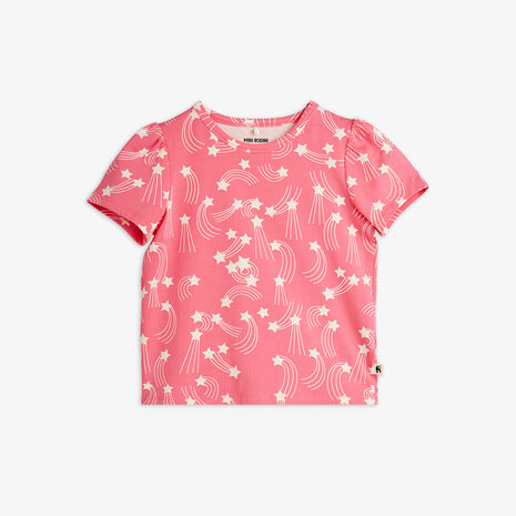 Mini Rodini Mini Rodini | Starfall Aop Puff Sleeve Ss Top | Pink