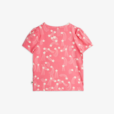 Mini Rodini Mini Rodini | Starfall Aop Puff Sleeve Ss Top | Pink