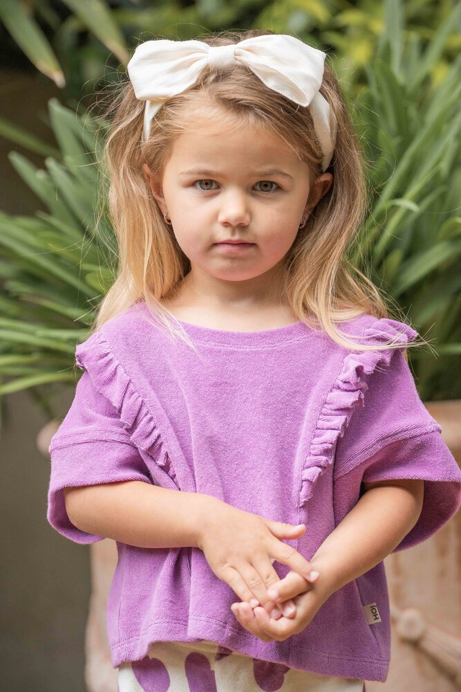 House of Jamie House of Jamie | Relaxed Ruffled Tee | Violet (Terry Cotton)