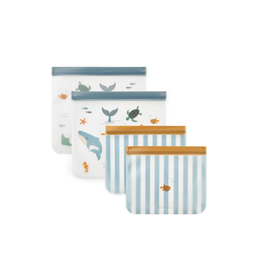 Liewood Liewood | Rebus Reusable Food Bags 4-Pack | Sea creature / Sandy