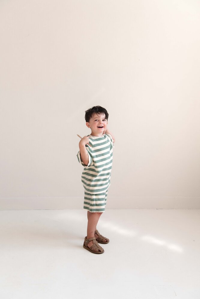 Jenest Jenest | Robin Shorts  | Sage Green Off White Stripe