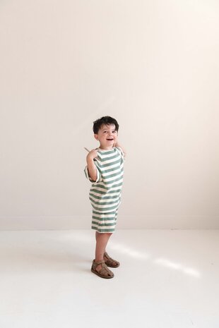 Jenest Jenest | Robin Shorts  | Sage Green Off White Stripe