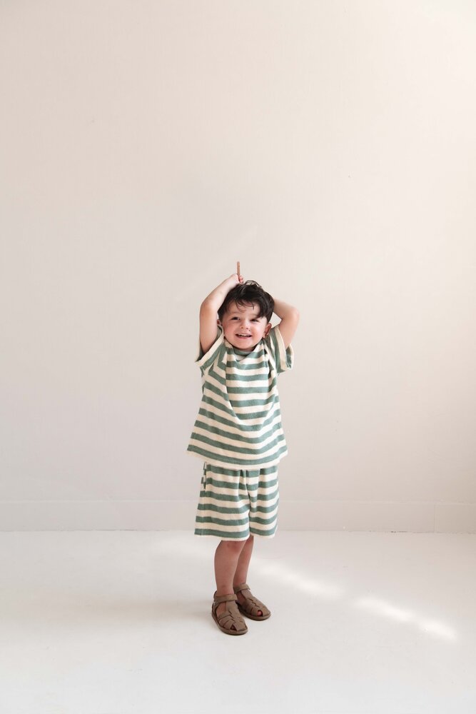 Jenest Jenest | To T-Shirt  | Sage Green Off White Stripe