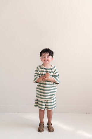 Jenest Jenest | To T-Shirt  | Sage Green Off White Stripe
