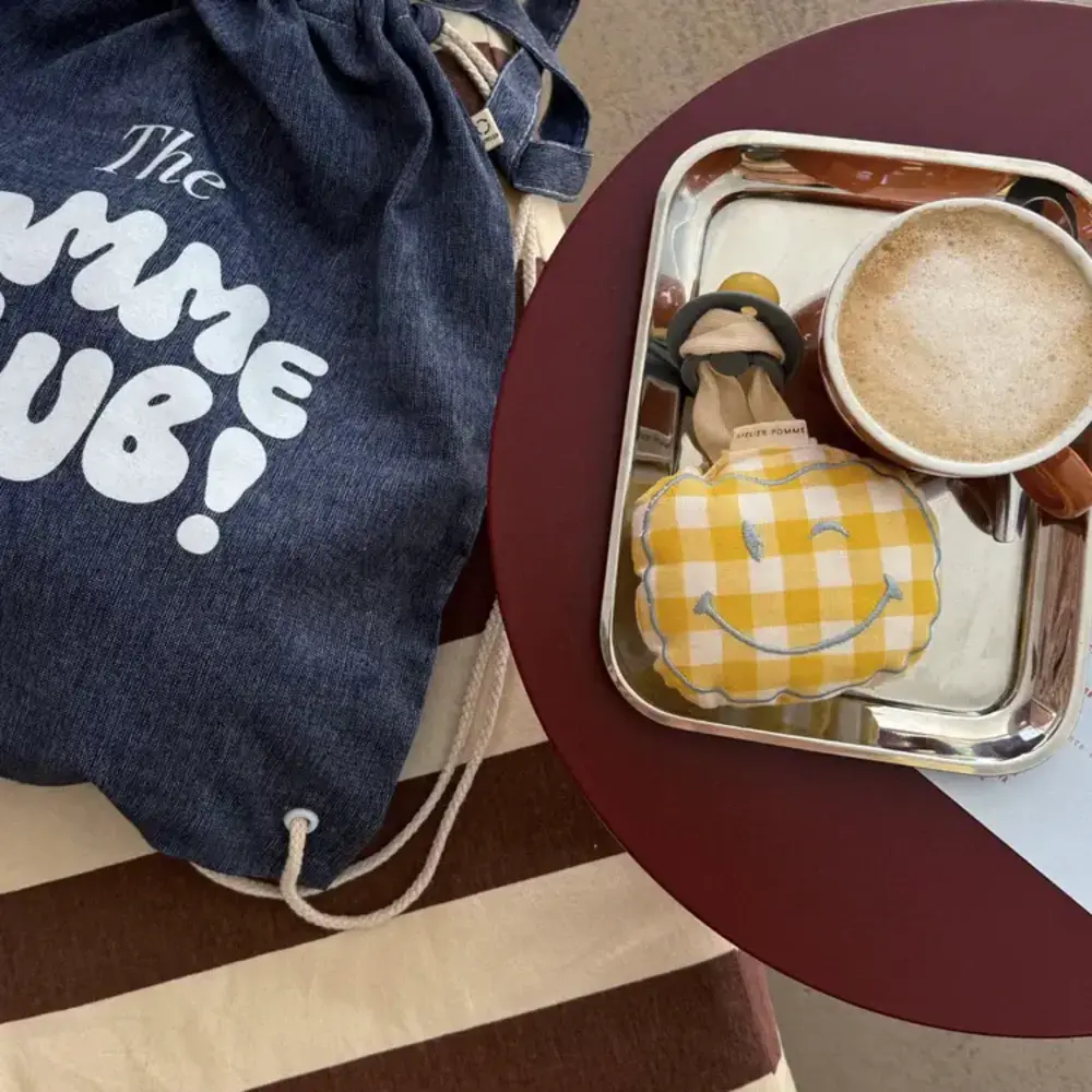 Atelier Pomme Atelier Pomme | Pacifier Cloth | Pomme | Checked Butter Yellow