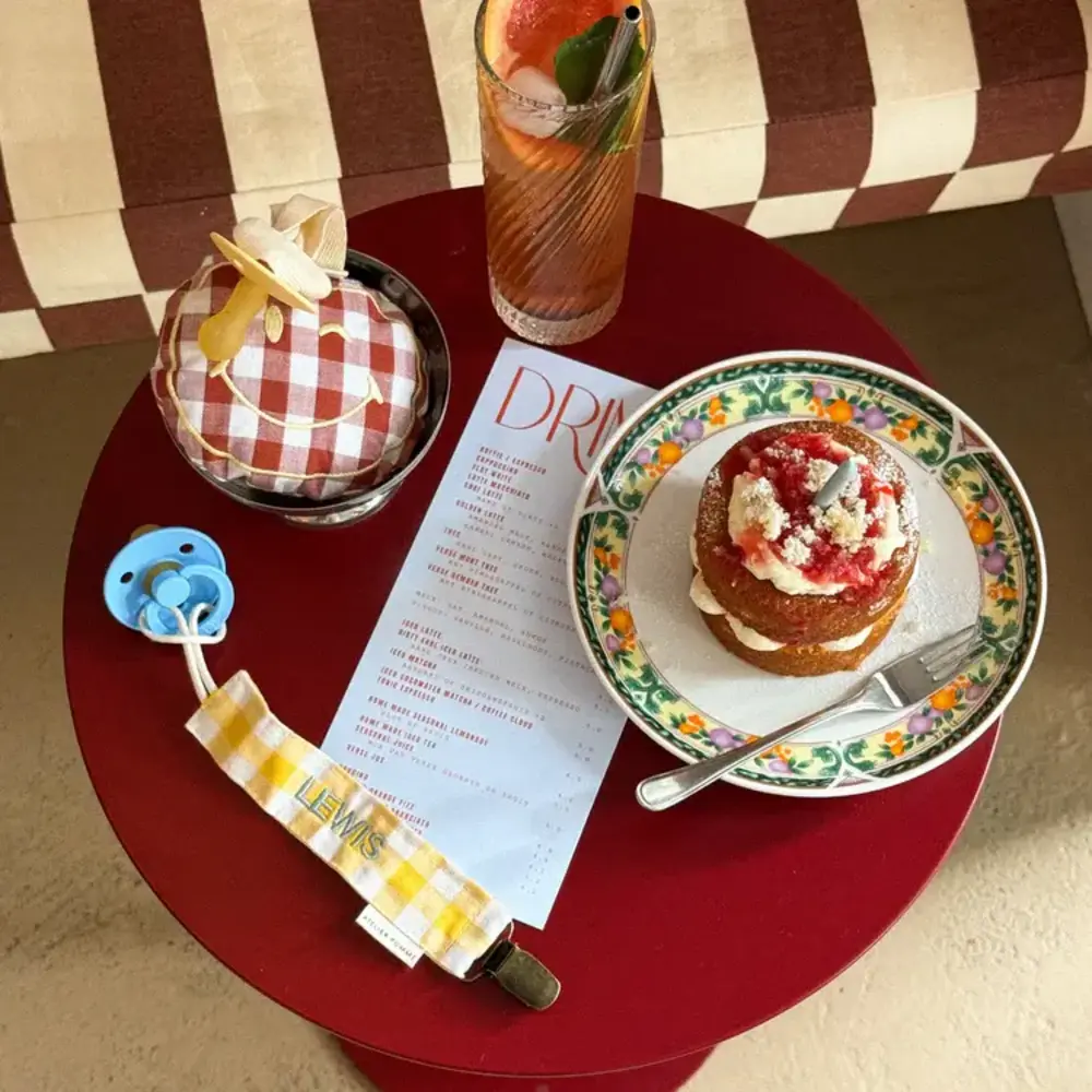 Atelier Pomme Atelier Pomme | Pacifier Cloth | Pomme | Checked Bisous Brique Rood