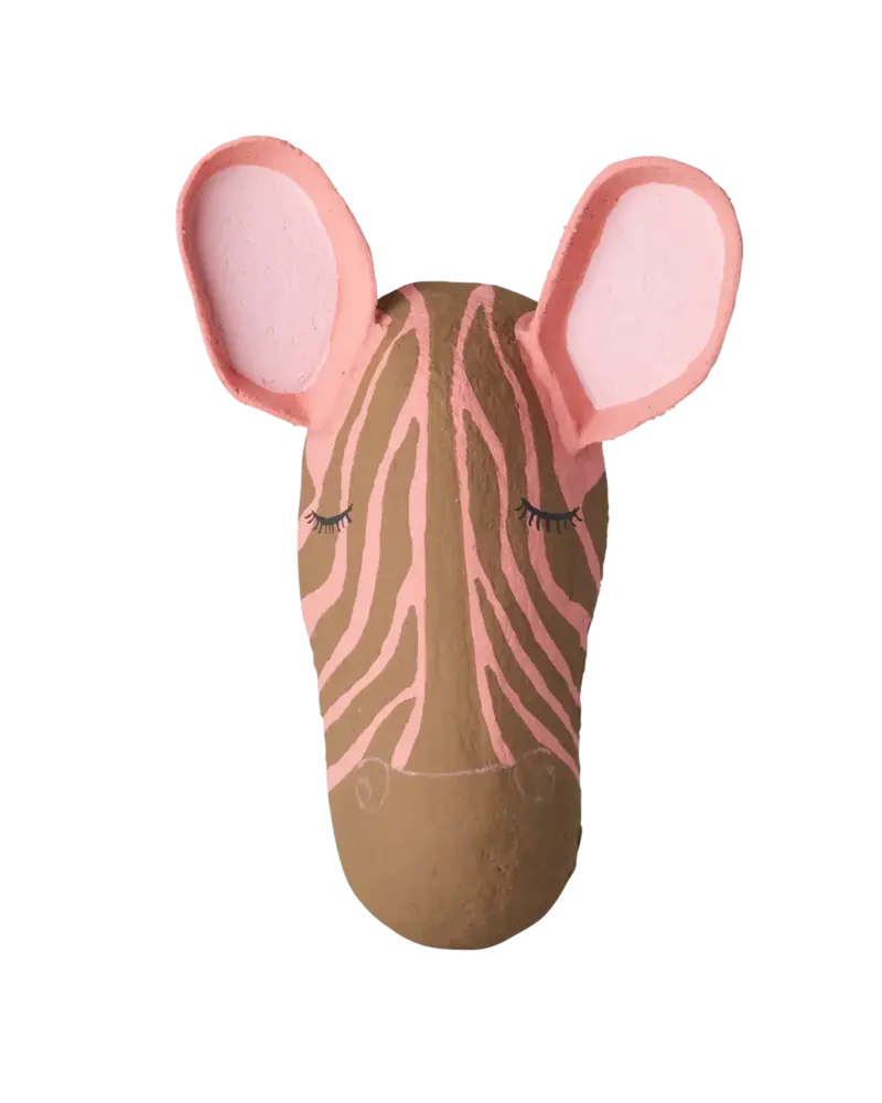 Rice Everyday Magic Rice | Zebra Papier-maché Muurdecoratie | Zacht roze