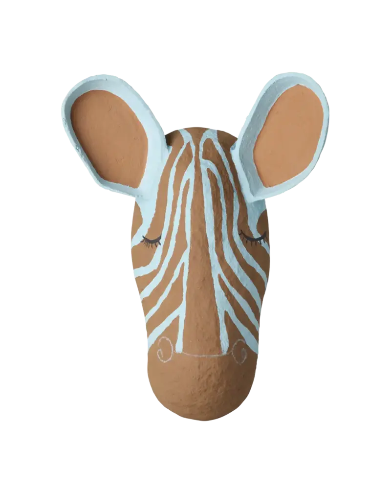 Rice Everyday Magic Rice | Zebra Papier-maché Muurdecoratie | Bruin Blauw