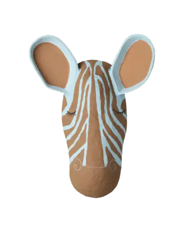 Rice Everyday Magic Rice | Zebra Papier-maché Muurdecoratie | Bruin Blauw