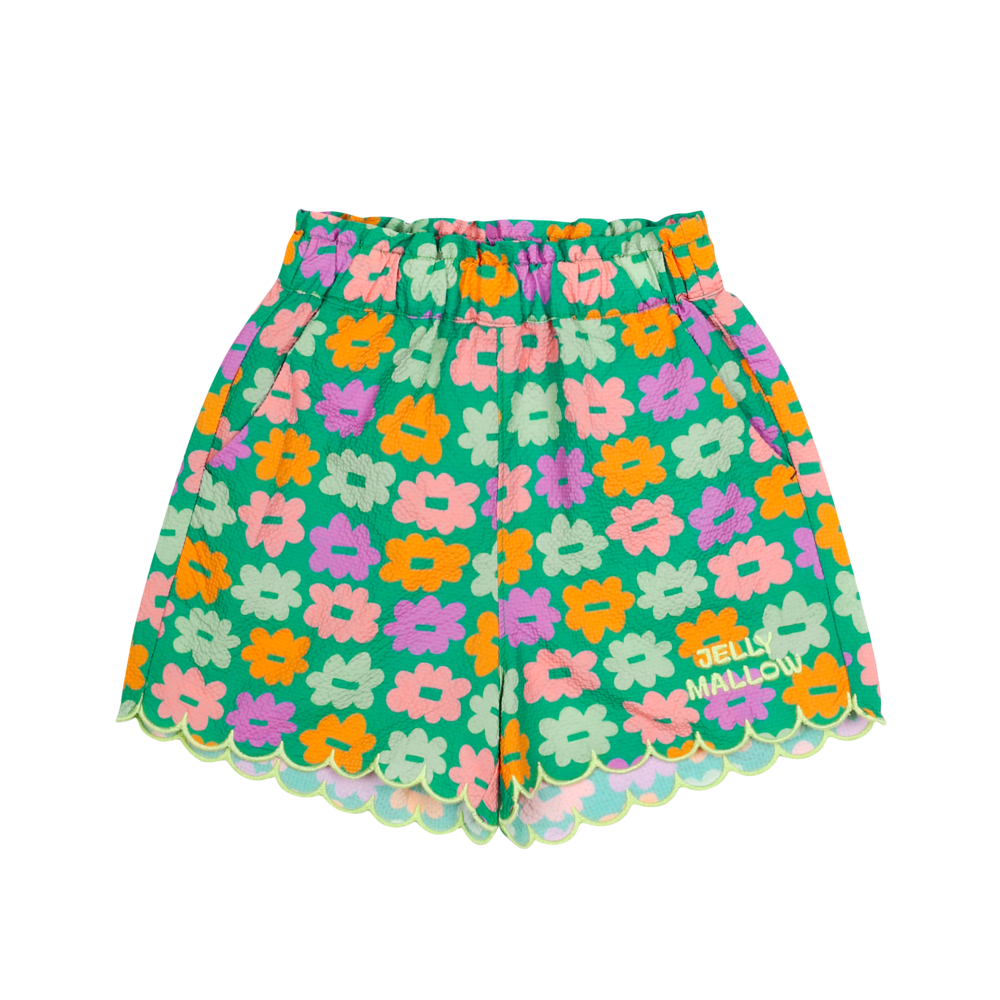 Jelly Mallow Jelly Mallow | Flower Seersucker Shorts | Green