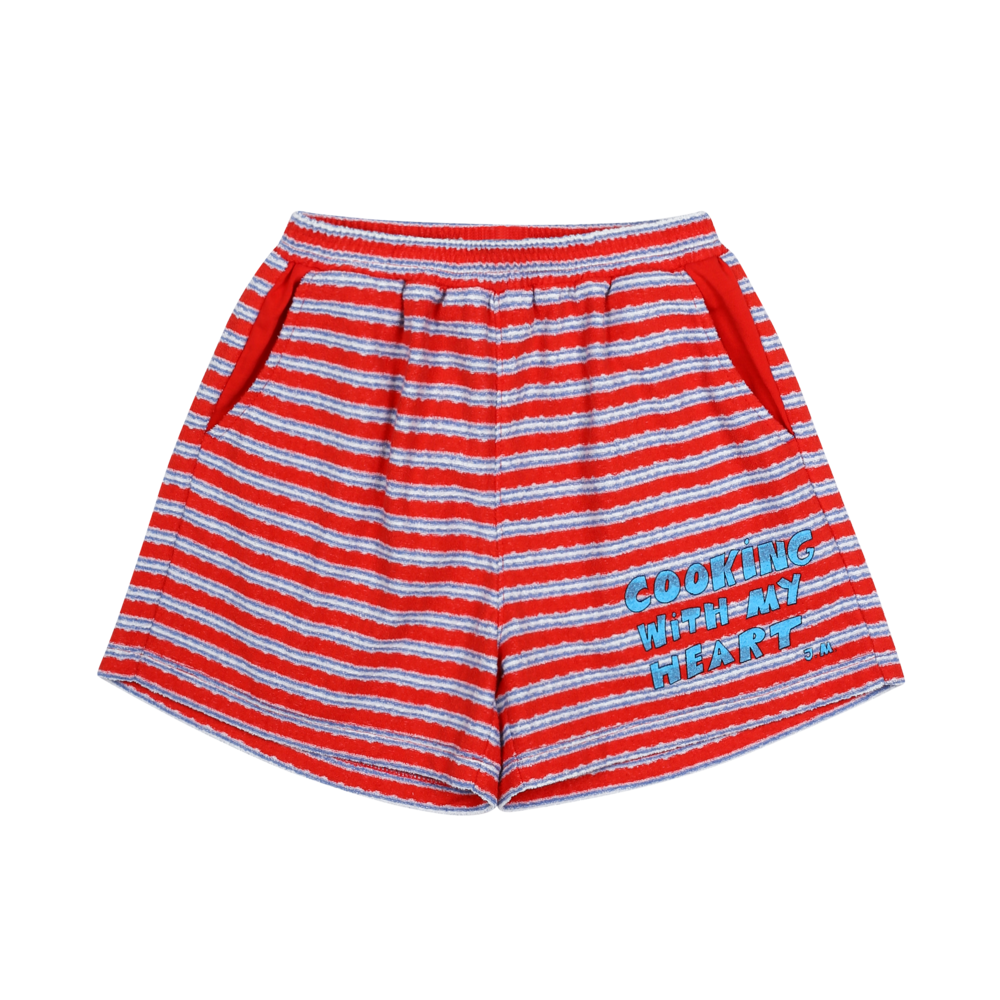 Jelly Mallow Jelly Mallow | Cooking Heart Stripe Shorts | Red