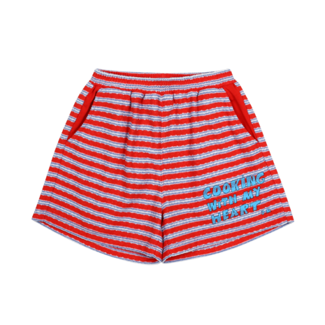 Jelly Mallow Jelly Mallow | Cooking Heart Stripe Shorts | Red