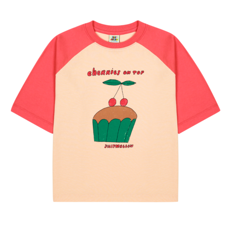 Jelly Mallow Jelly Mallow | Cherry Cupcake Raglan T-shirt | Light Beige