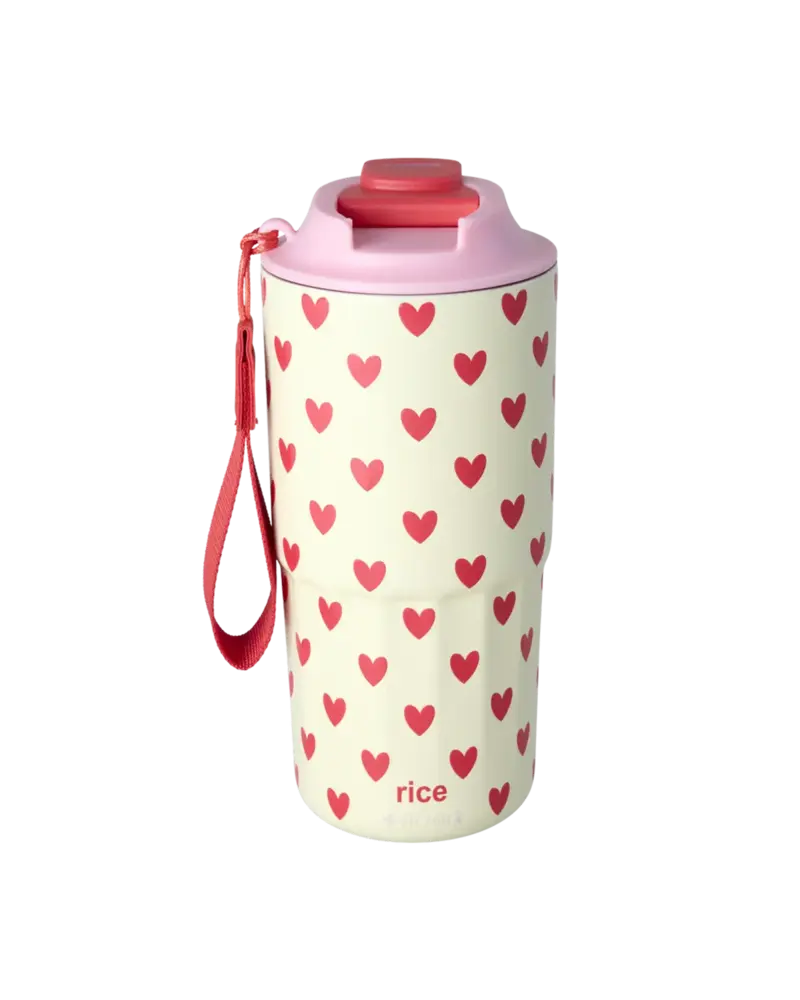 Rice Everyday Magic Rice | Stainless Steel Thermo Cup | Hearts Print | 550 ML
