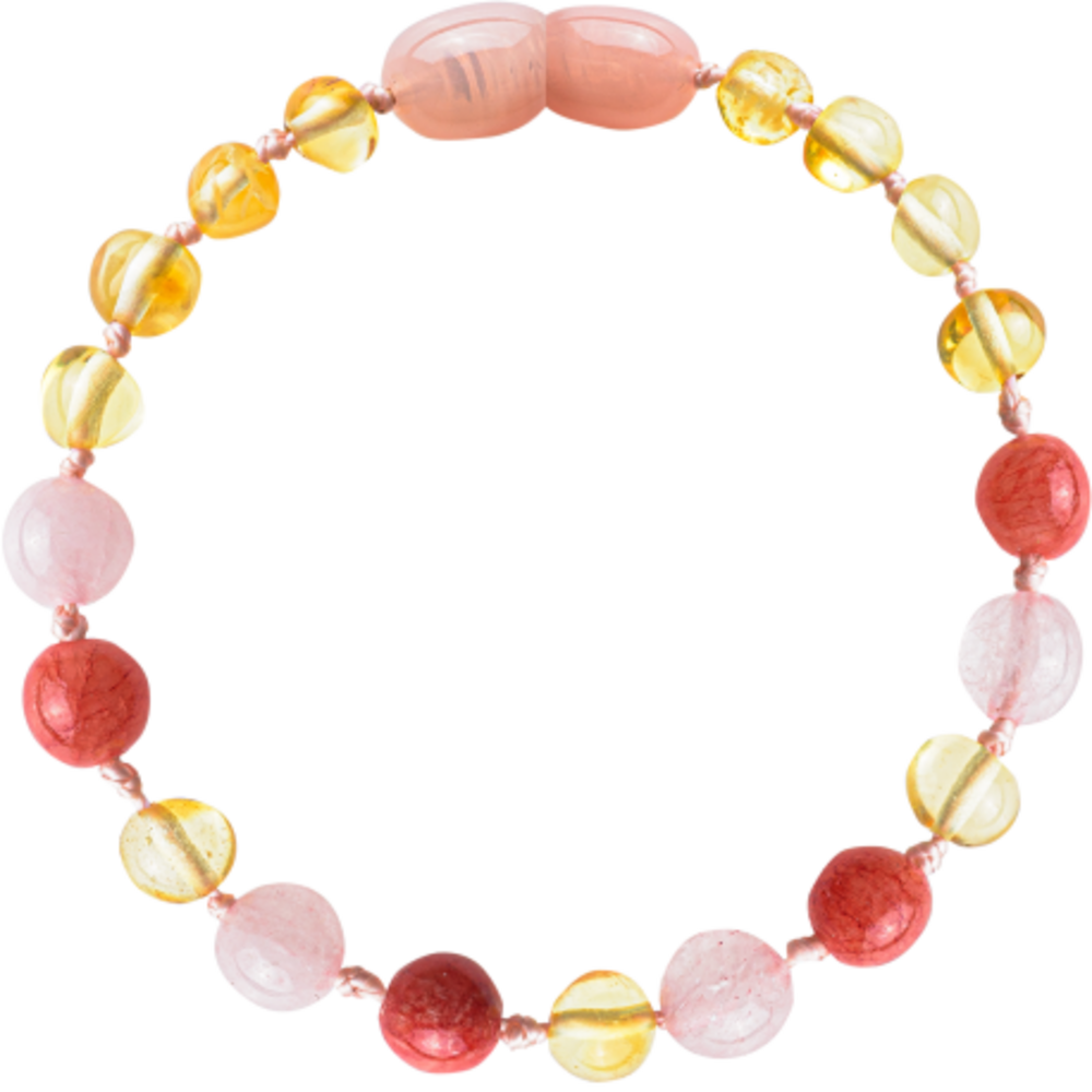 Barnsteen Barnsteen | Armband | Glimmend | Lemon/Rose Quartz/Coral | 14 cm