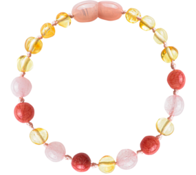 Barnsteen Barnsteen | Armband | Glimmend | Lemon/Rose Quartz/Coral | 14 cm
