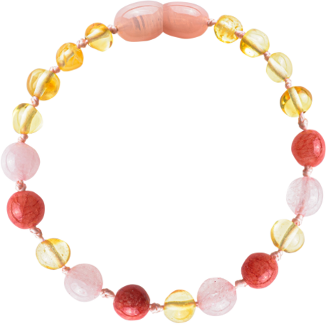 Barnsteen Barnsteen | Armband | Glimmend | Lemon/Rose Quartz/Coral | 14 cm
