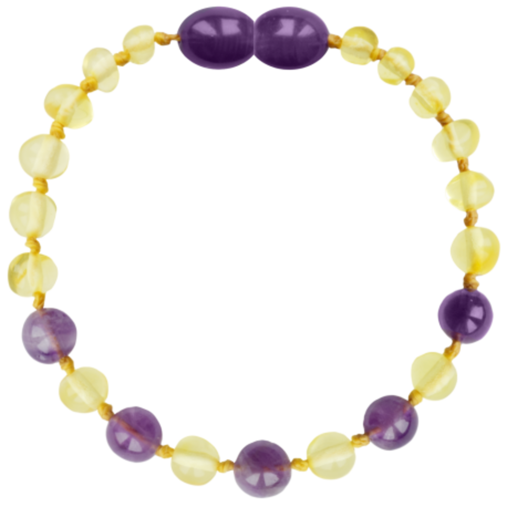 Barnsteen Barnsteen | Armband | Glimmend | Baroque Lemon/Amethyst | 14 cm