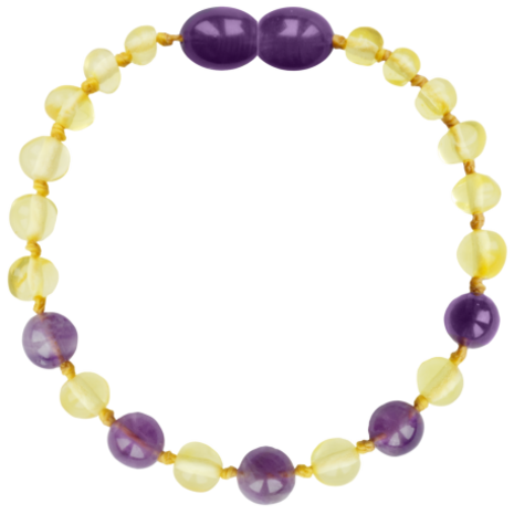 Barnsteen Barnsteen | Armband | Glimmend | Baroque Lemon/Amethyst | 14 cm