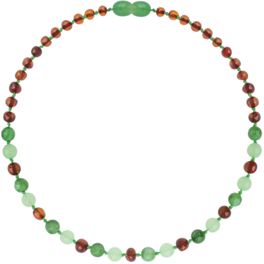 Barnsteen Barnsteen | Ketting | Glimmend | Baroque Cognac/Green Jade | 32 cm